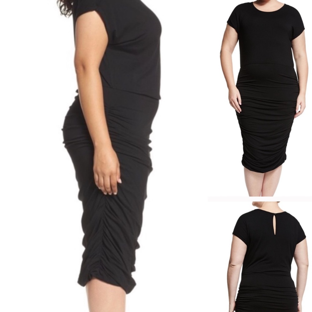 Vince Camuto stretch knit ruched dress